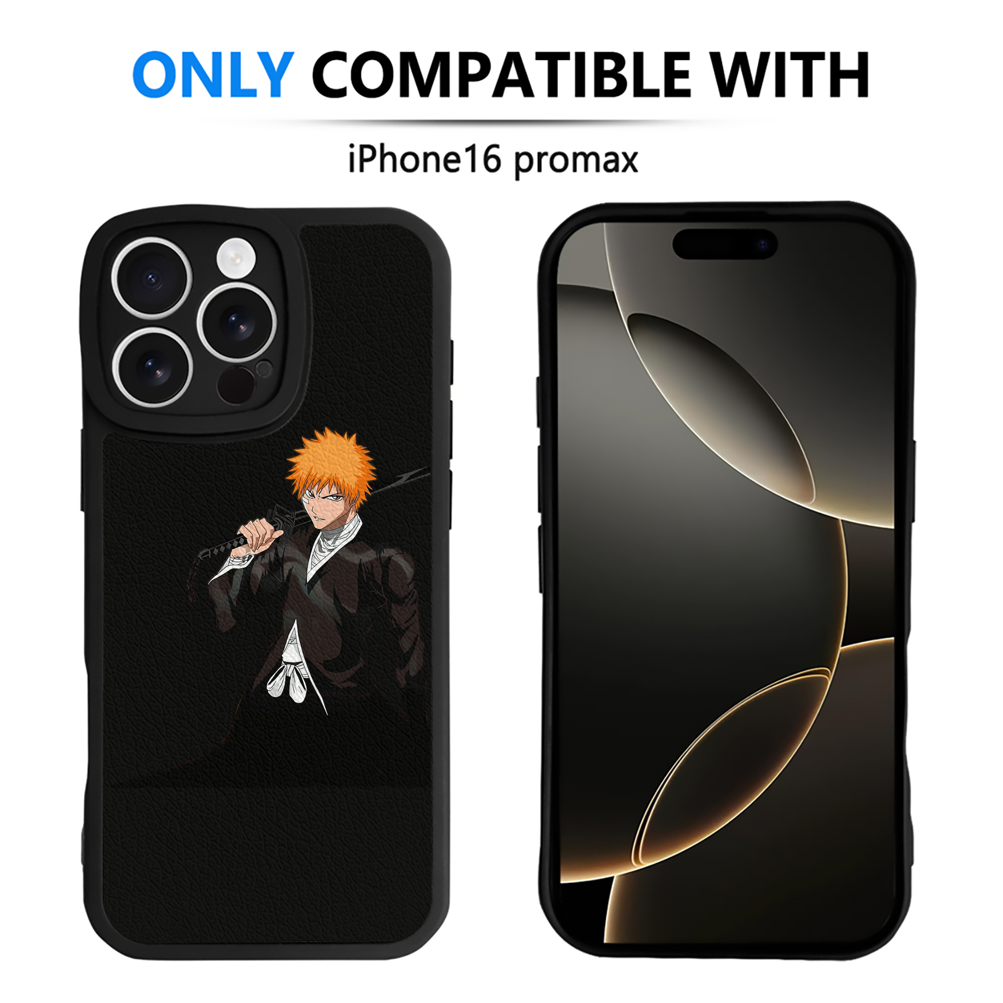ブリーチ 黒崎一護（くろさき いちご）BLEACH Kurosaki Ichigo 【iPhone 16シリーズ対応】シリコンスマホケース（レザー調） 材質：シリコン